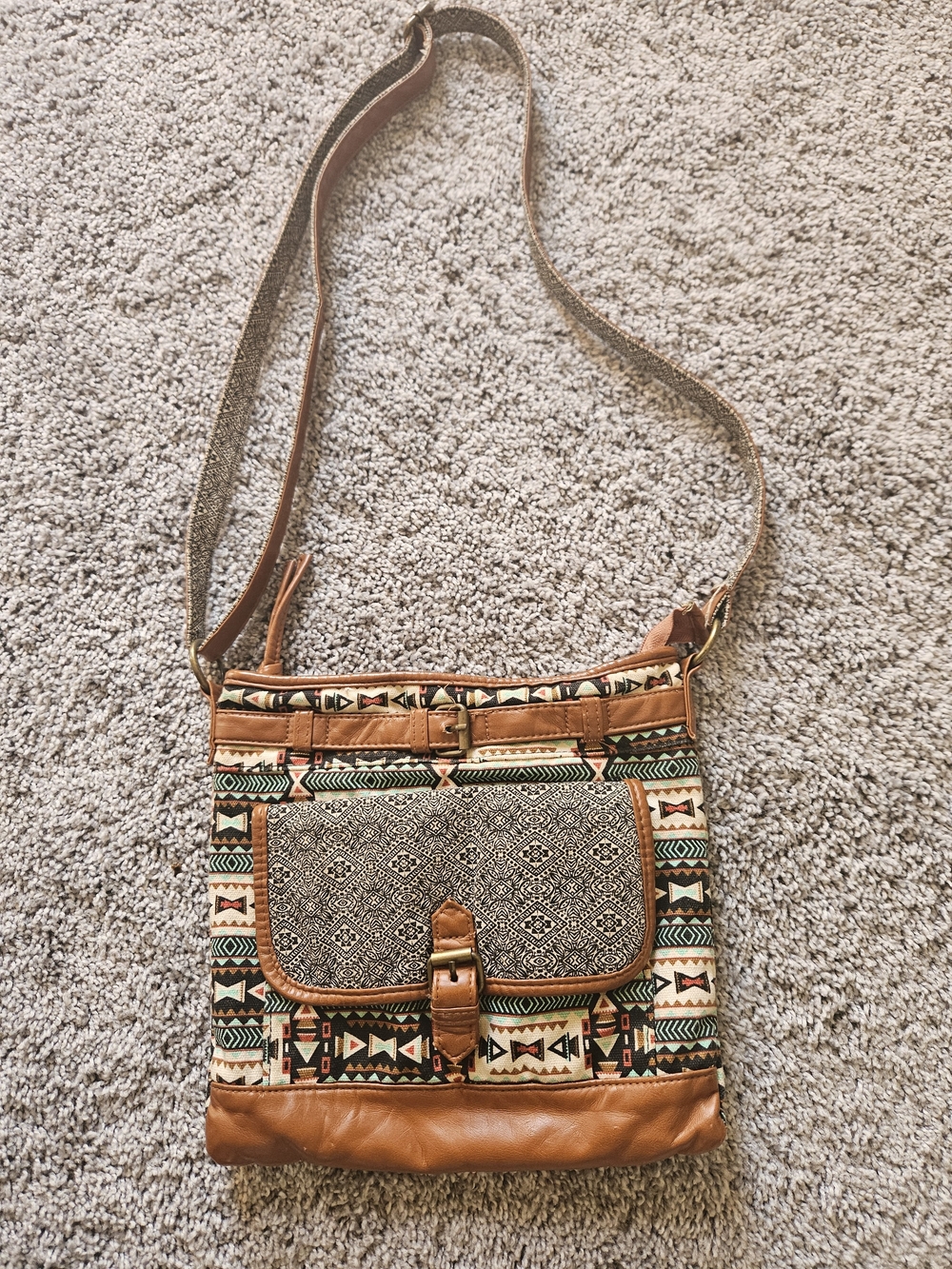 Women’s Brown Aztec Crossbody Shoulder Bag